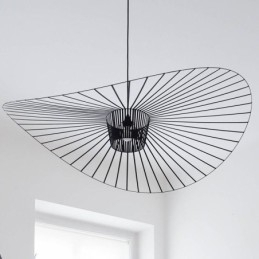 Luminária pendente de ferro, chapéu de palha, 1 luz