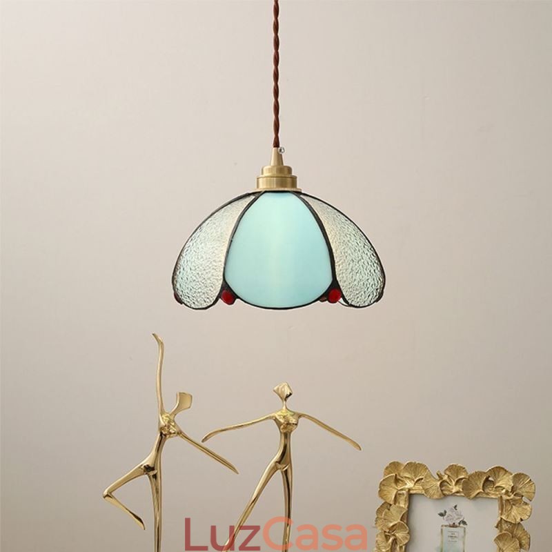 Luminária pendente minimalista de vidro com pétalas, luminária pendente de vidro de cabeça única