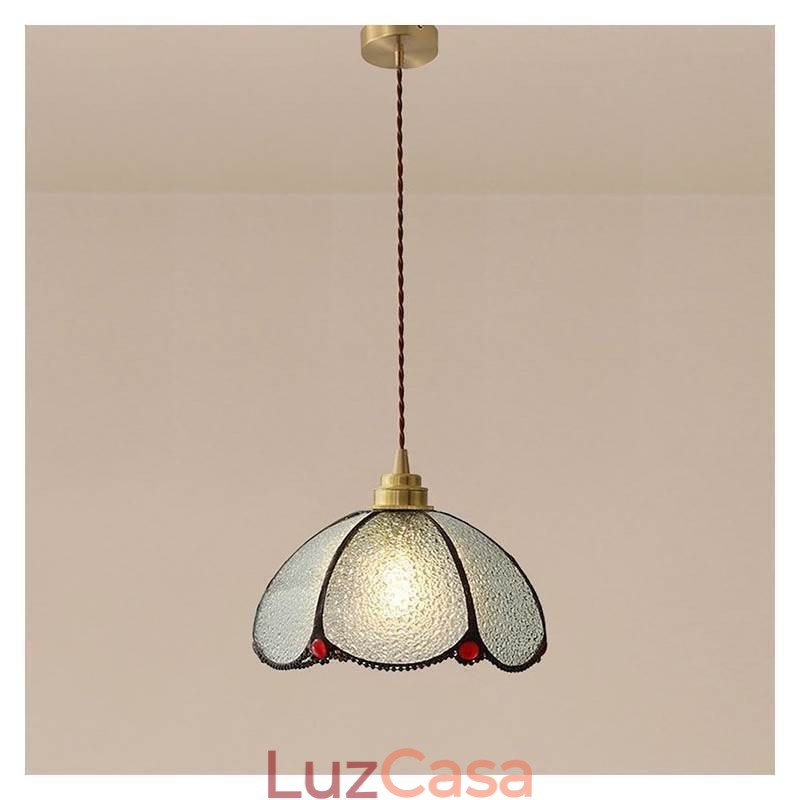 Luminária pendente minimalista de vidro com pétalas, luminária pendente de vidro de cabeça única