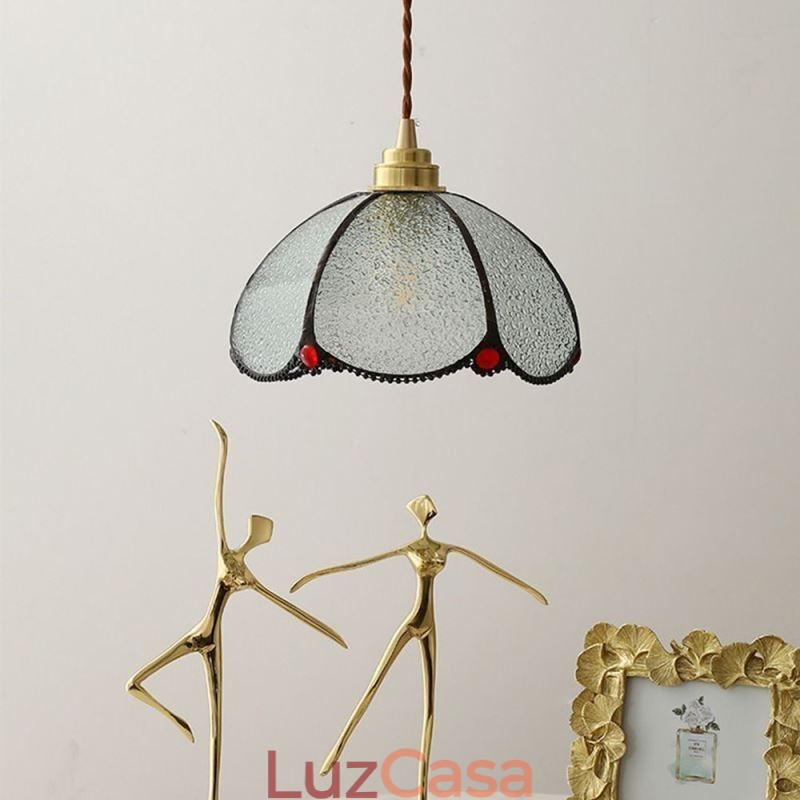 Luminária pendente minimalista de vidro com pétalas, luminária pendente de vidro de cabeça única
