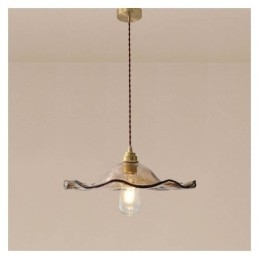 Luminária pendente de vidro com folha de lótus Luminária decorativa criativa