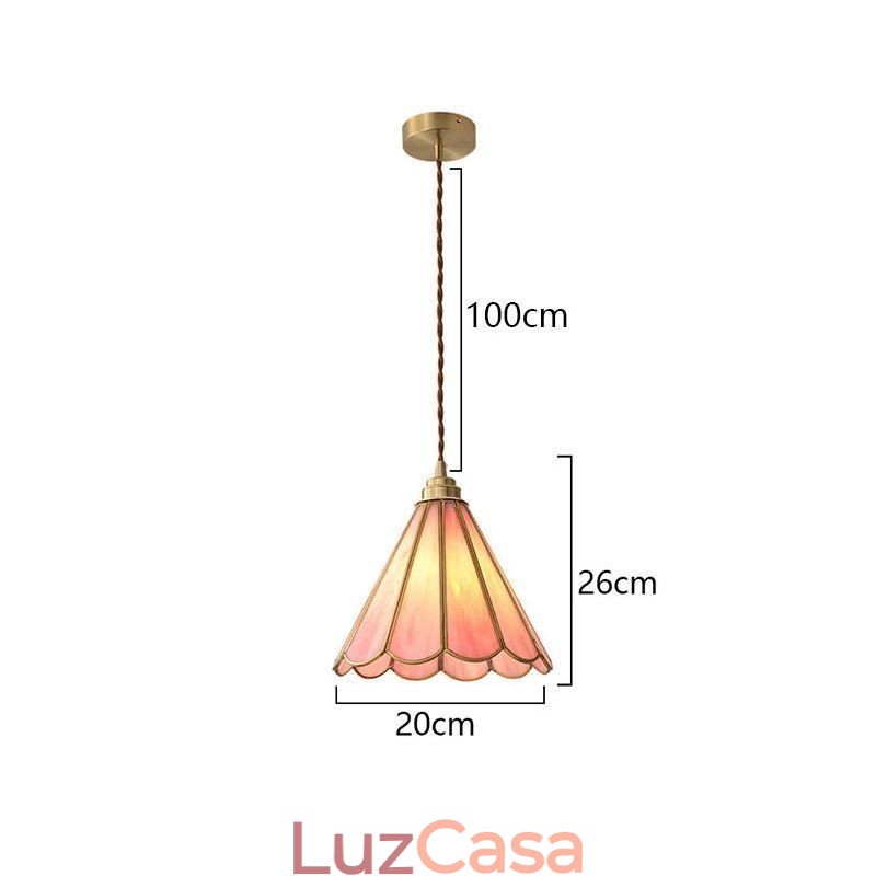 Luminária pendente de vidro estilo japonês, luminária retrô com pétalas