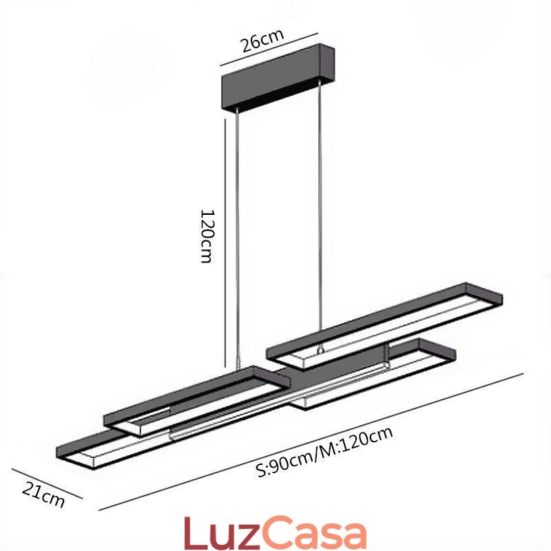 Luminária pendente moderna de teto horizontal