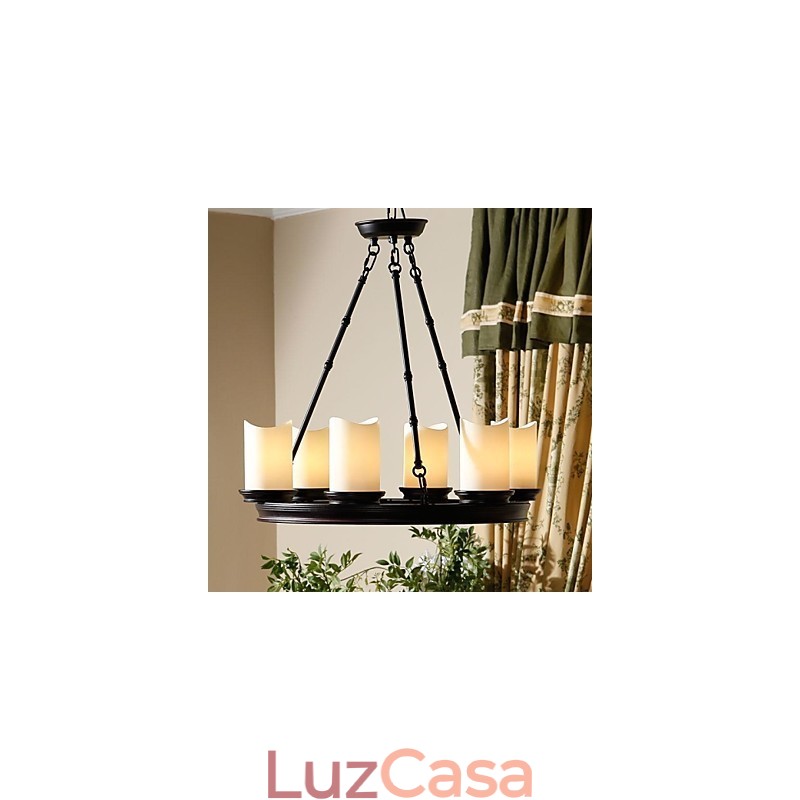 Lustre Vintage 6 Luzes Aço e Vidro