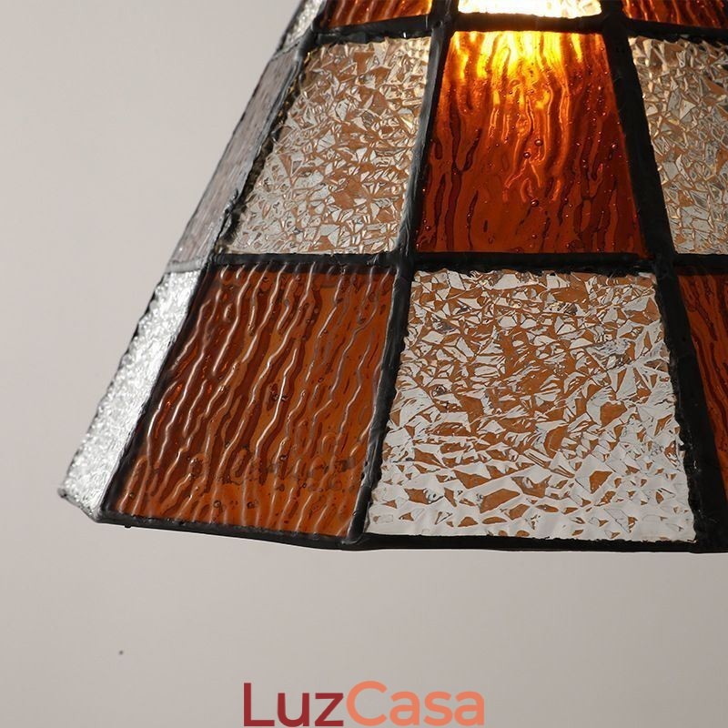 Luminária pendente de vidro retrô em treliça estilo japonês