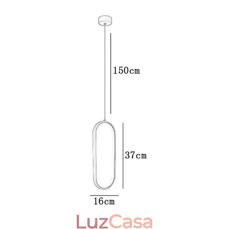 Luminária pendente oval em acrílico decorativa