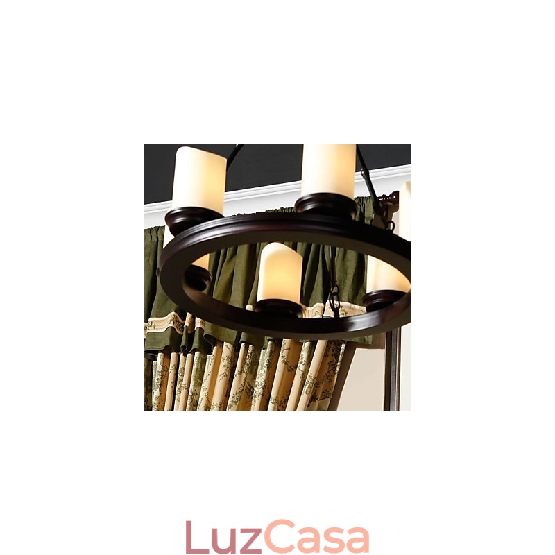 Lustre Vintage 6 Luzes Aço e Vidro