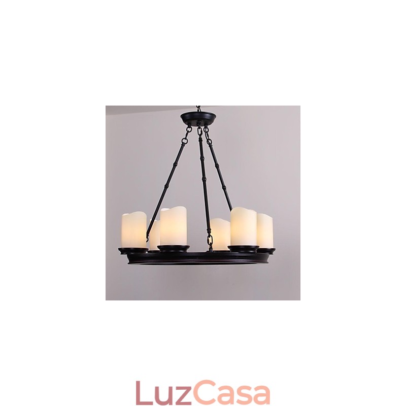 Lustre Vintage 6 Luzes Aço e Vidro