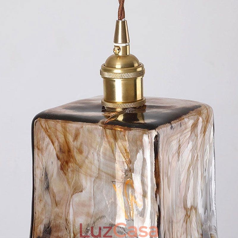 Mini luminária pendente de vidro exclusiva estilo japonês cor âmbar iluminação decorativa