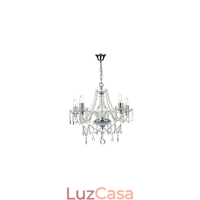 Lustre de cristal cromado clássico tradicional em metal