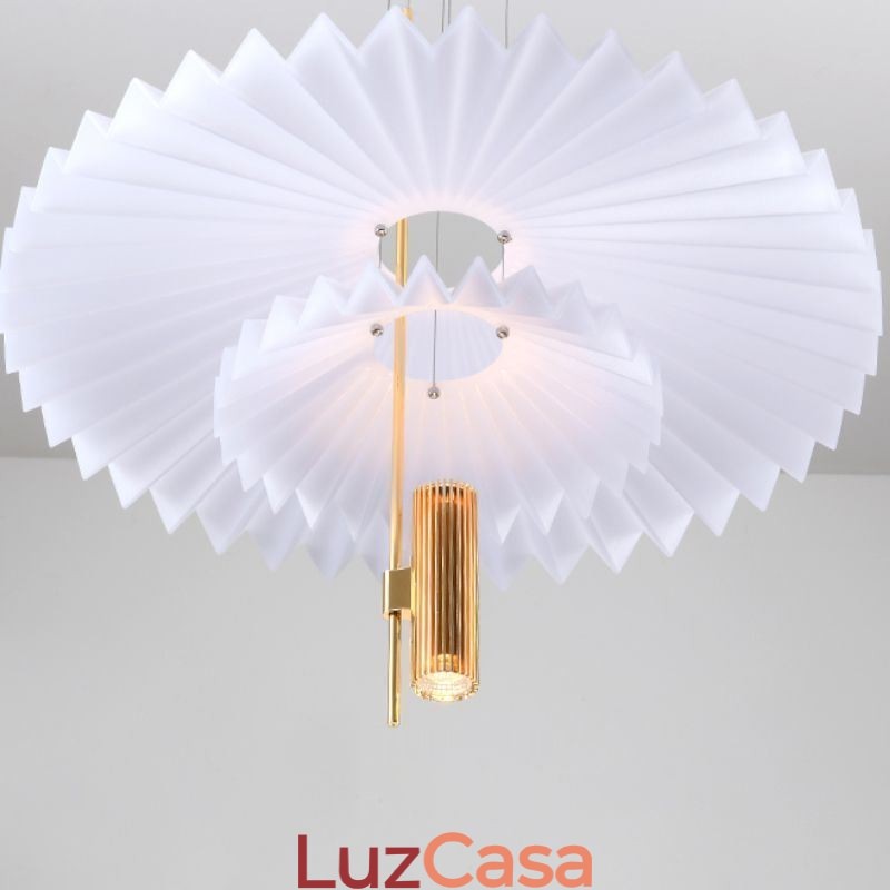 Luminária pendente plissada moderna em acrílico para iluminação decorativa
