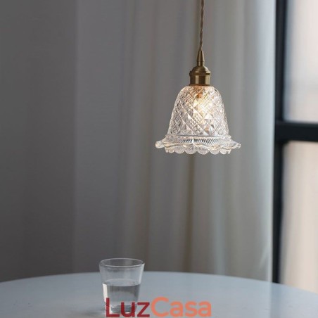 Luminária pendente de vidro com flor moderna 1 luminária decorativa Luminária pendente de vidro com flor moderna 1 luminária decorativa