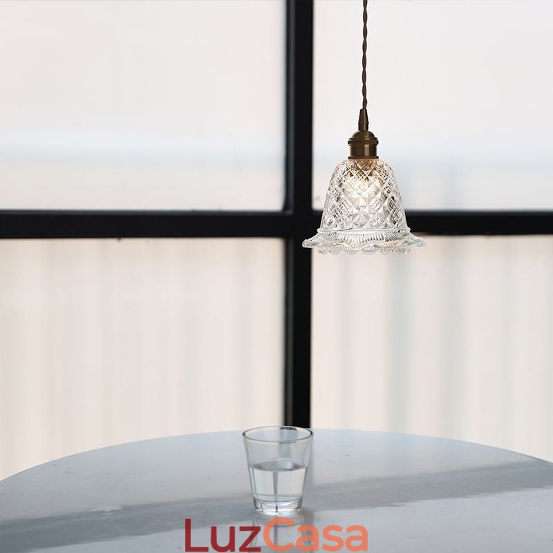 Luminária pendente de vidro com flor moderna 1 luminária decorativa