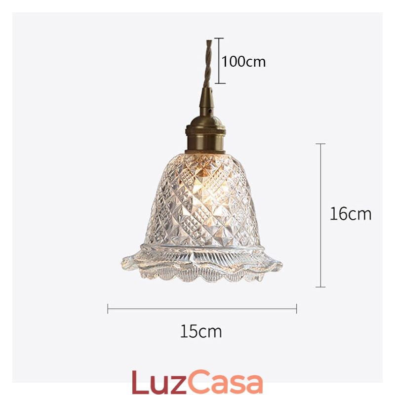 Luminária pendente de vidro com flor moderna 1 luminária decorativa