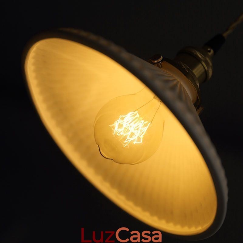 Luminária pendente de cerâmica estilo japonês, luminária pendente retrô plissada