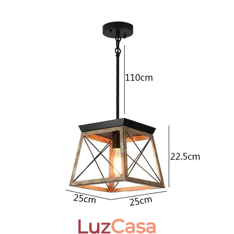 Luminária pendente estilo vintage com luz única
