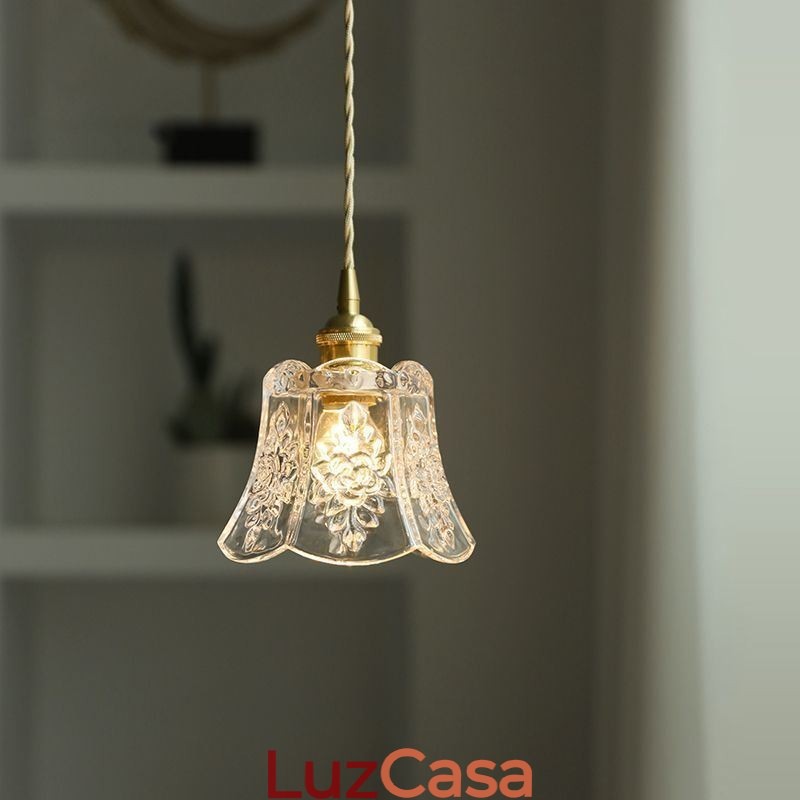 Luminária pendente de flor Luminária decorativa minimalista de vidro