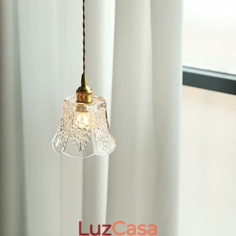Luminária pendente de flor Luminária decorativa minimalista de vidro