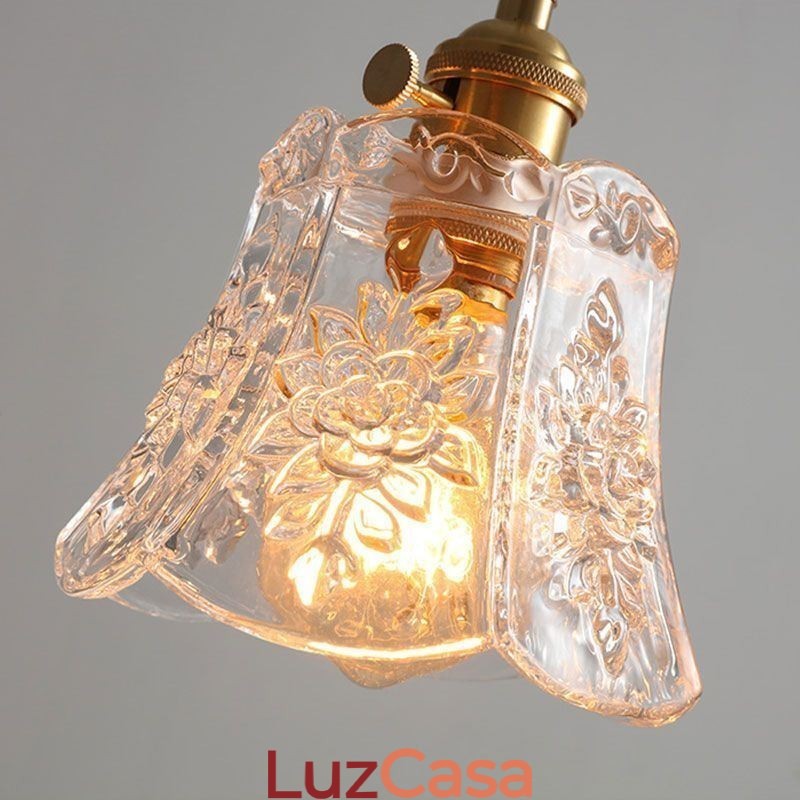 Luminária pendente de flor Luminária decorativa minimalista de vidro