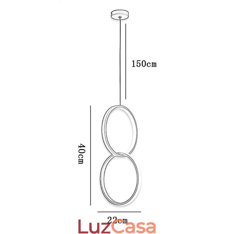 Luminária pendente de anel duplo mimimalista