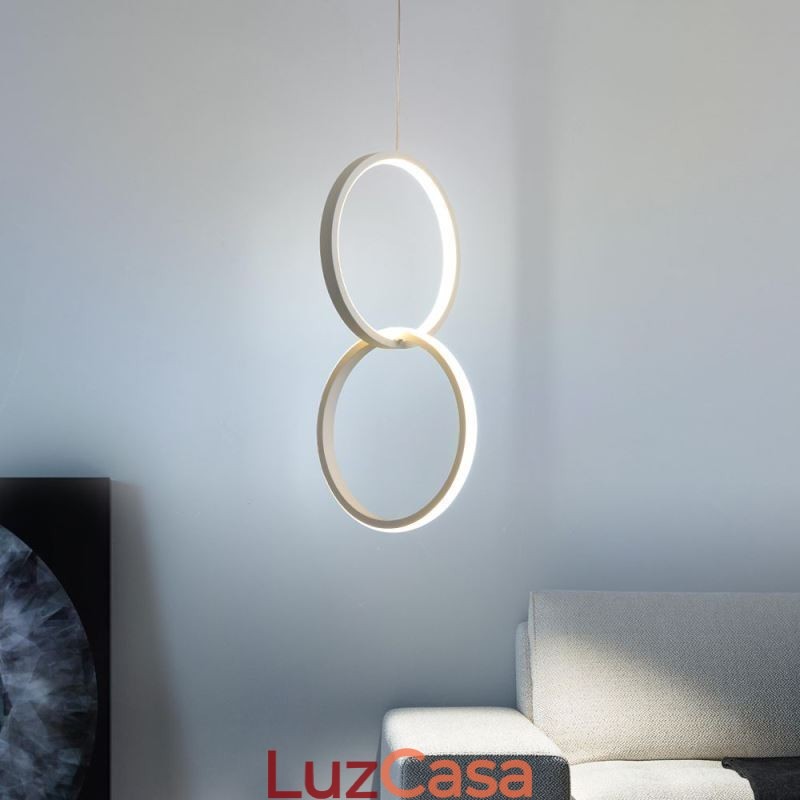 Luminária pendente de anel duplo mimimalista