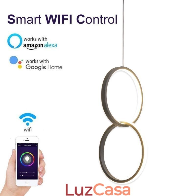 Luminária pendente de anel duplo mimimalista