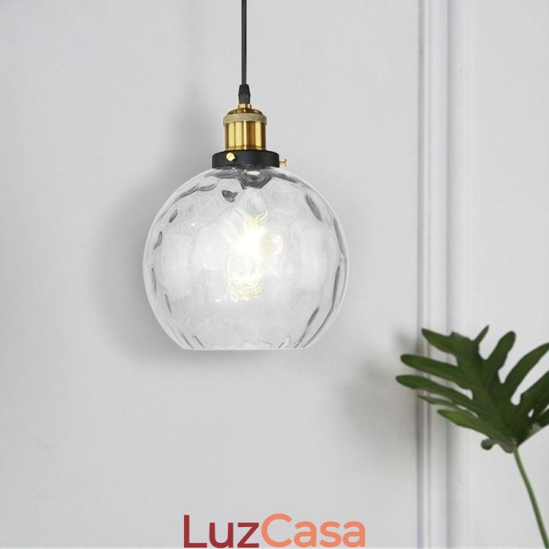 Luminária pendente de vidro contemporânea redonda com padrão aquático Luminária pendente de vidro
