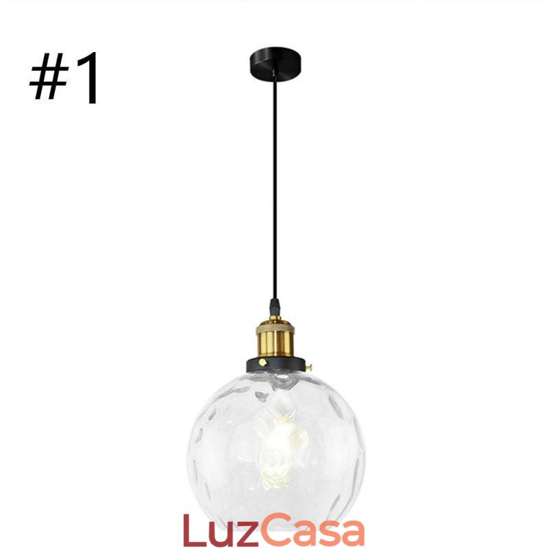 Luminária pendente de vidro contemporânea redonda com padrão aquático Luminária pendente de vidro