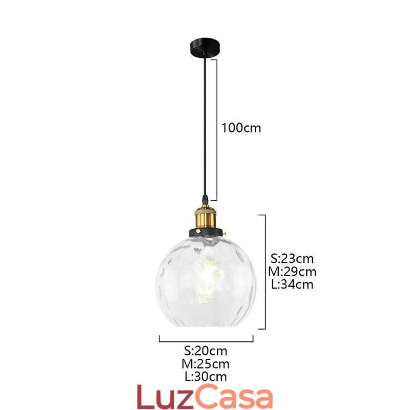 Luminária pendente de vidro contemporânea redonda com padrão aquático Luminária pendente de vidro