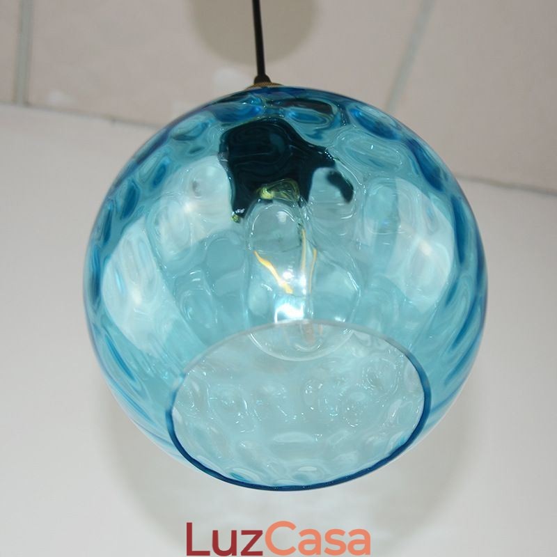 Luminária pendente de vidro contemporânea redonda com padrão aquático Luminária pendente de vidro