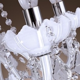 Elegante lustre de cristal com 5 luzes em branco