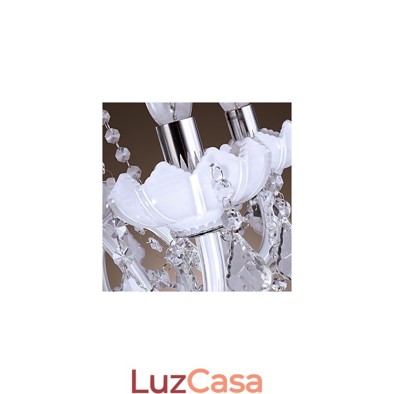 Elegante lustre de cristal com 5 luzes em branco