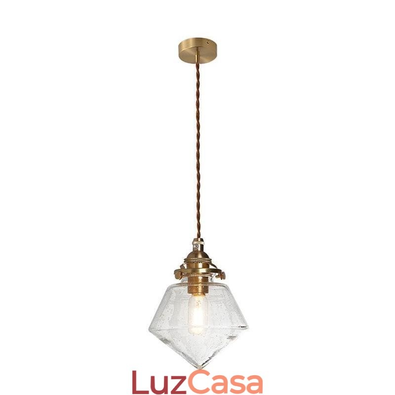 1 Luminária pendente de vidro com diamante e bolha de vidro