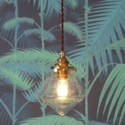1 Luminária pendente de vidro com diamante e bolha de vidro