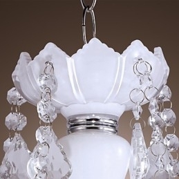 Elegante lustre de cristal com 5 luzes em branco