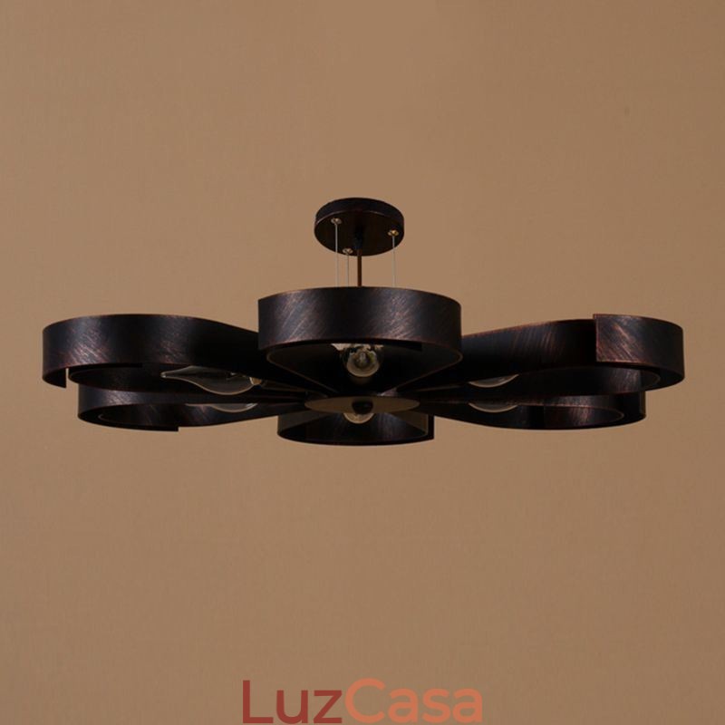 Luminária de teto vintage moderna em forma de flor de ferro
