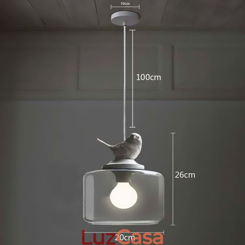 Luminária pendente de vidro estilo retrô Little Bird Iluminação decorativa