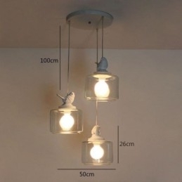 Luminária pendente de vidro estilo retrô Little Bird Iluminação decorativa