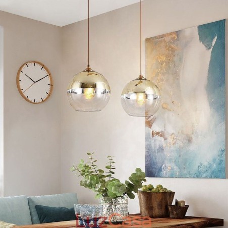 Luminária pendente criativa de ferro e globo de vidro, iluminação decorativa