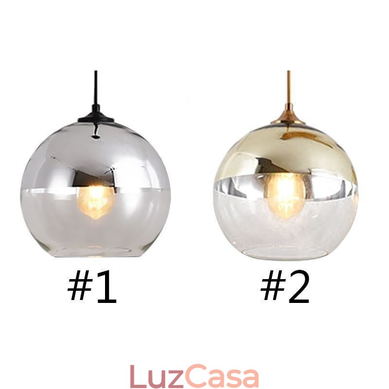 Luminária pendente criativa de ferro e globo de vidro, iluminação decorativa