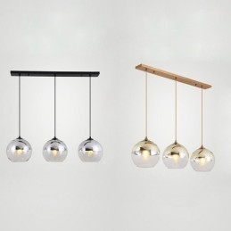 Luminária pendente criativa de ferro e globo de vidro, iluminação decorativa