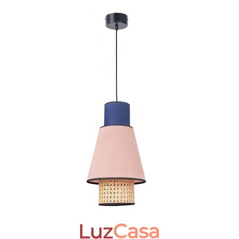 1 Luminária pendente de abajur de vestido leve com trama de bambu