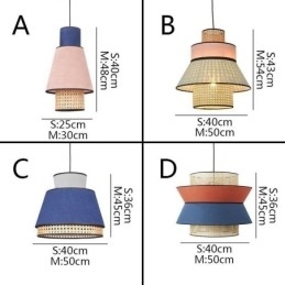 1 Luminária pendente de abajur de vestido leve com trama de bambu