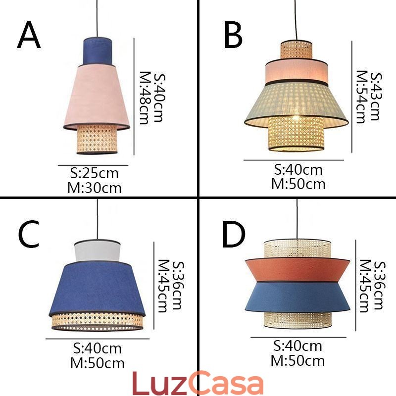 1 Luminária pendente de abajur de vestido leve com trama de bambu