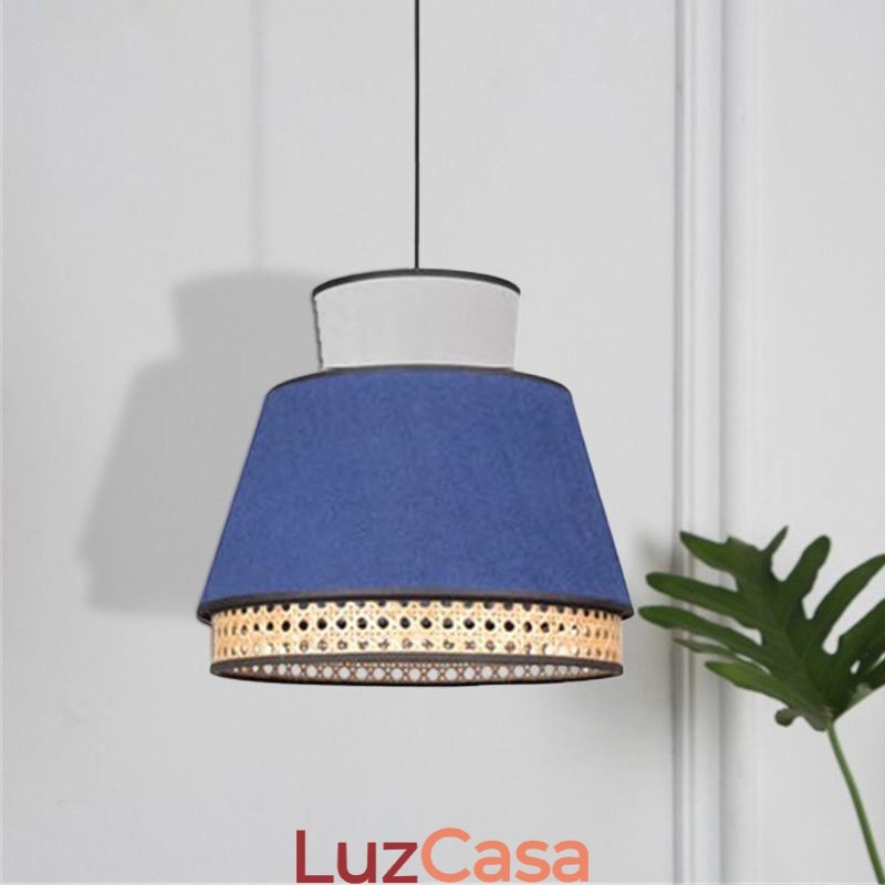 1 Luminária pendente de abajur de vestido leve com trama de bambu
