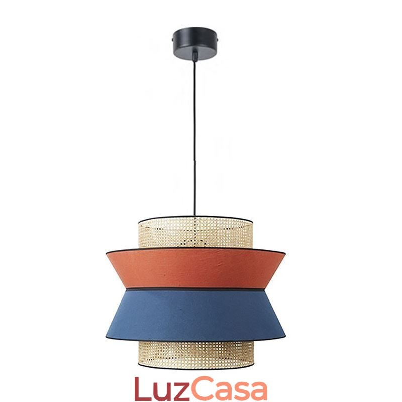 1 Luminária pendente de abajur de vestido leve com trama de bambu