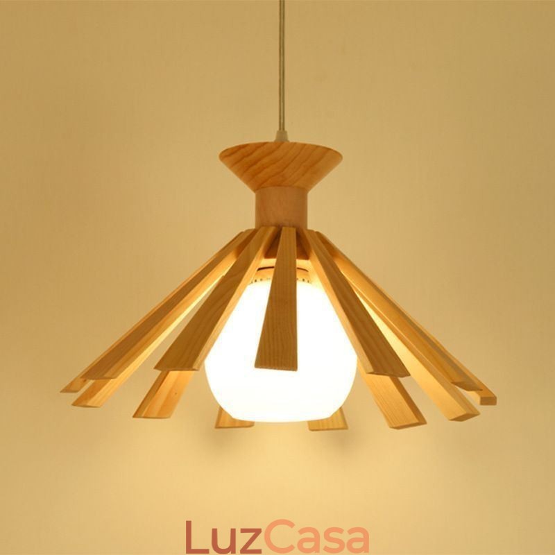 Luminária pendente de madeira estilo simples