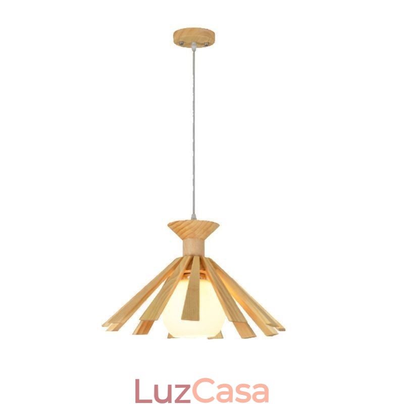 Luminária pendente de madeira estilo simples