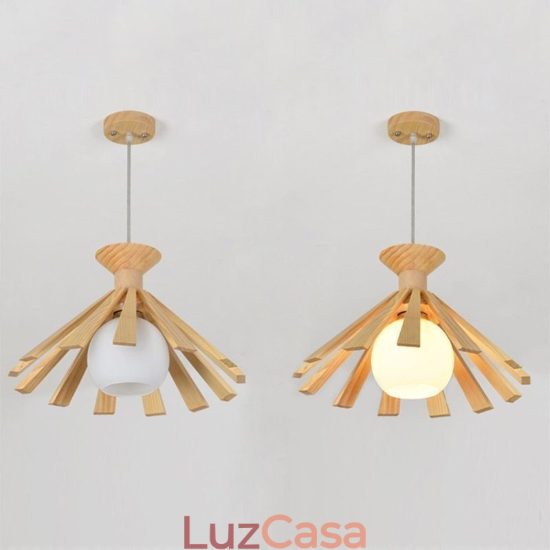 Luminária pendente de madeira estilo simples