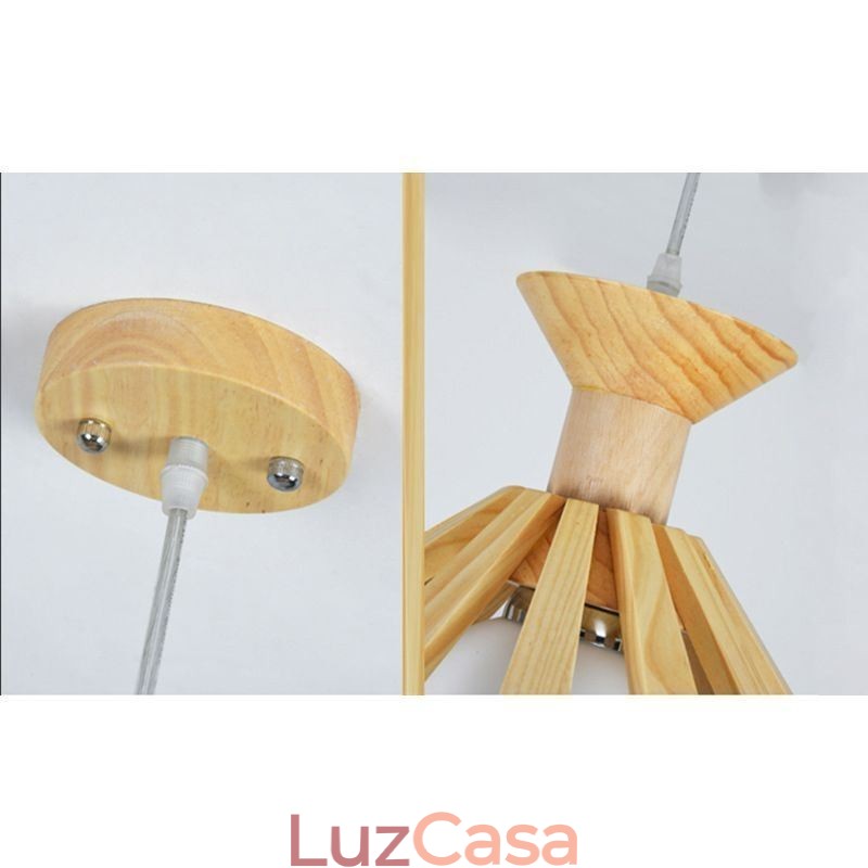 Luminária pendente de madeira estilo simples